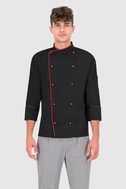 Tunica bucatar neagra unisex maneca 3/4 poplin tercot 200g Nobu