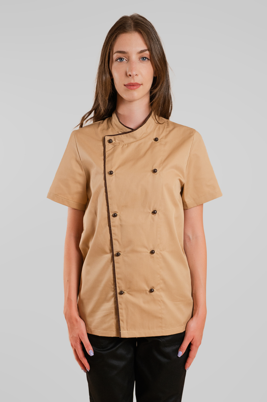 Tunica bucatar bej-maro unisex maneca scurta tercot 165g Edgar