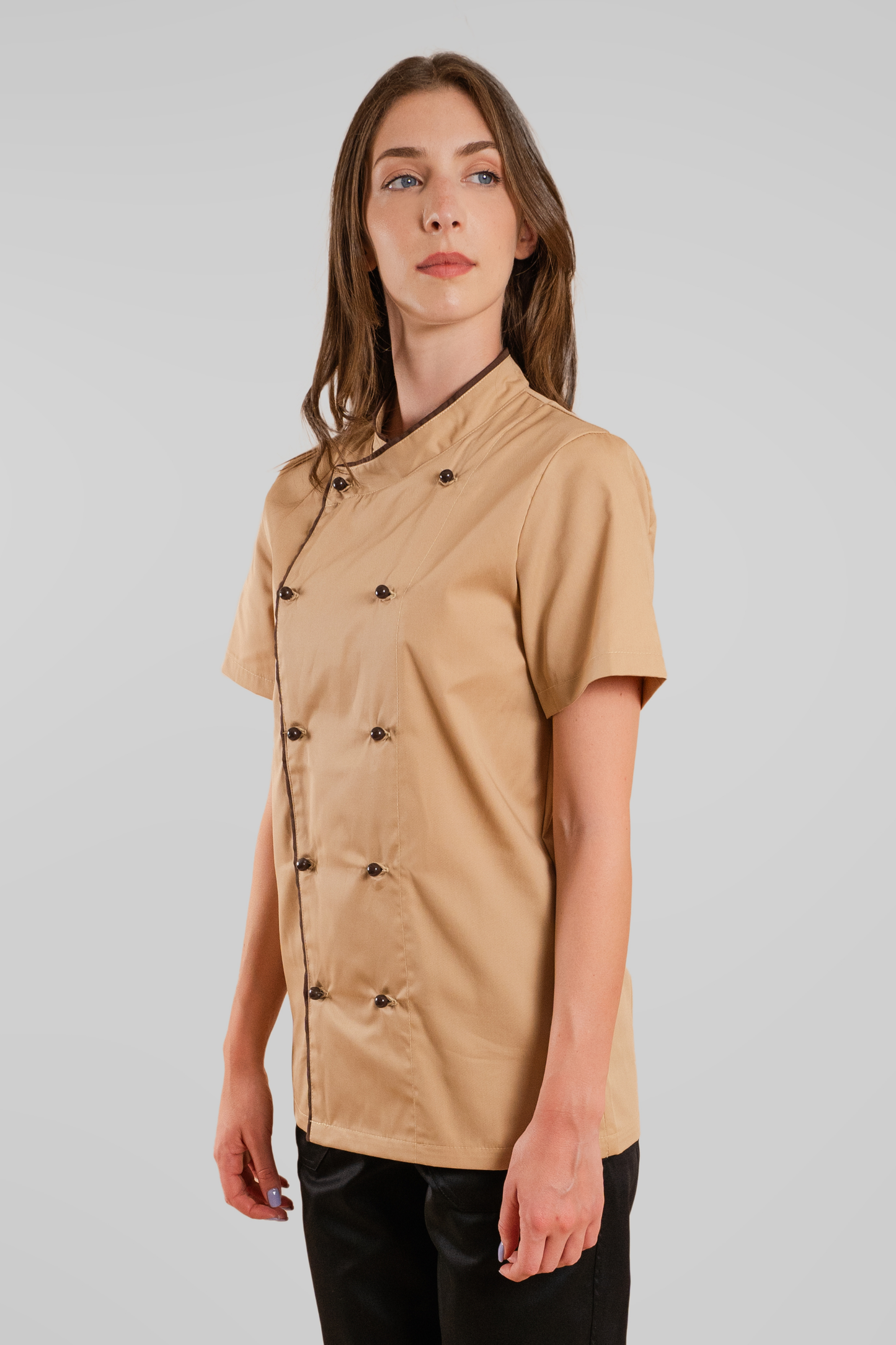 Tunica bucatar bej-maro unisex maneca scurta tercot 165g Edgar