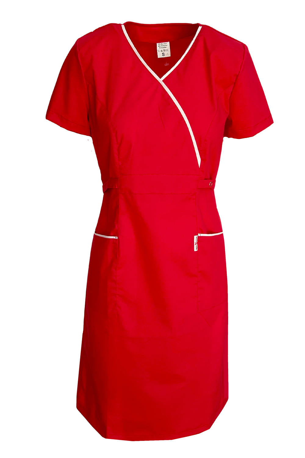 Sarafan de lucru medical rosu poplin-elastan 165g Lory