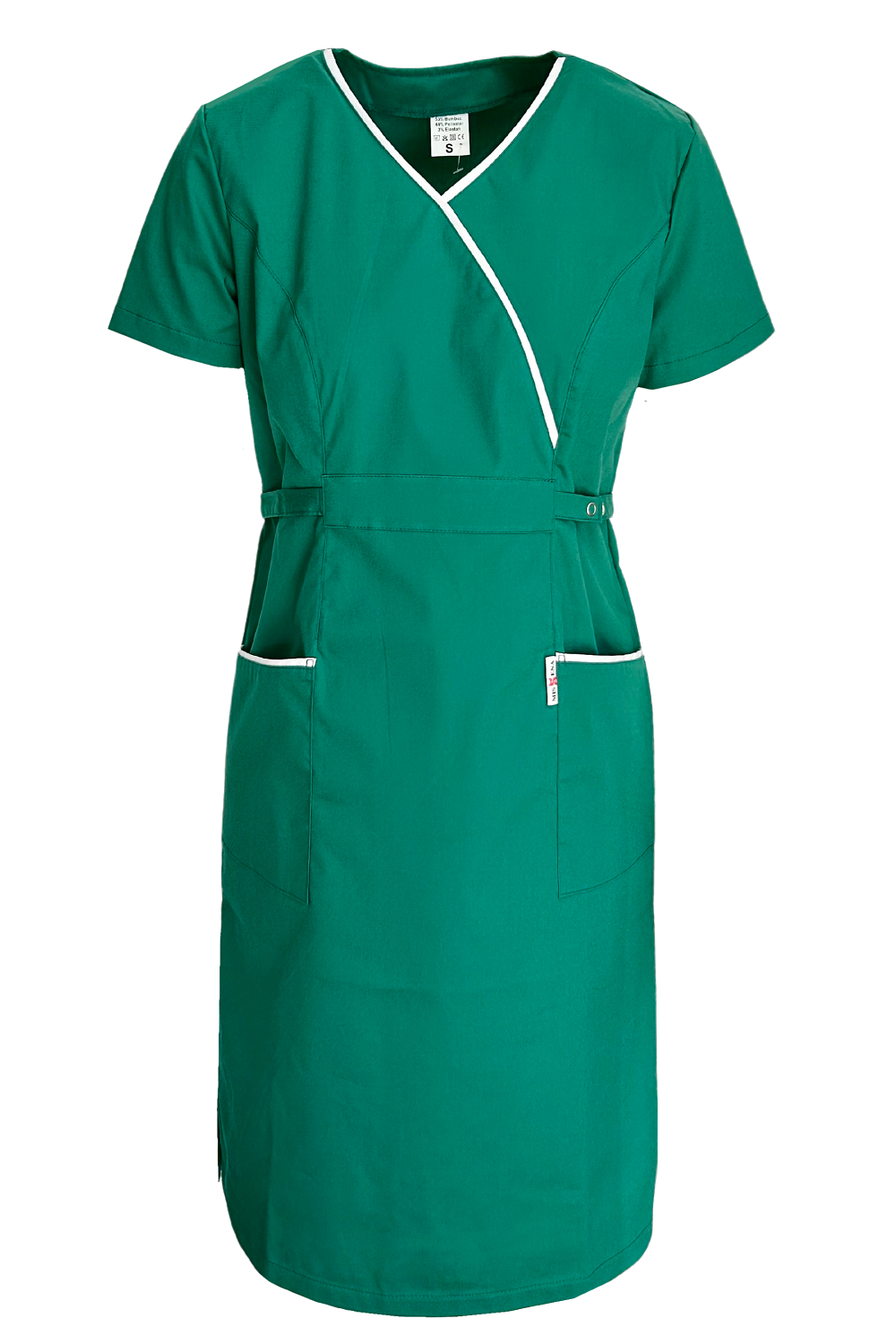 Sarafan de lucru medical verde poplin-elastan 165g Lory