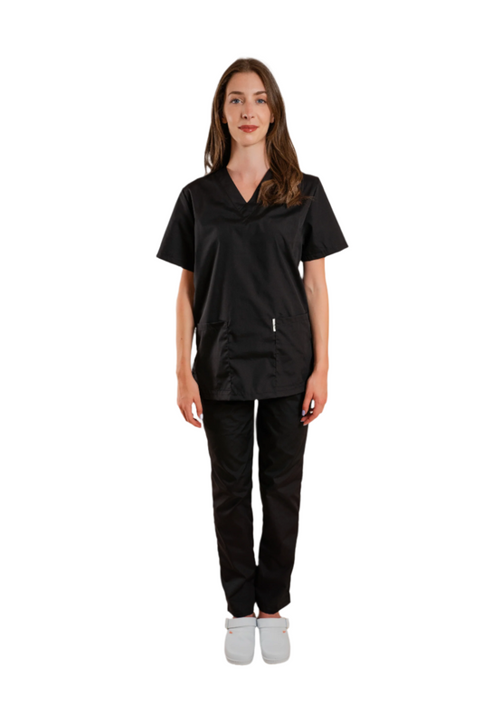 Bluza medicala neagra unisex poplin 115gr Albert