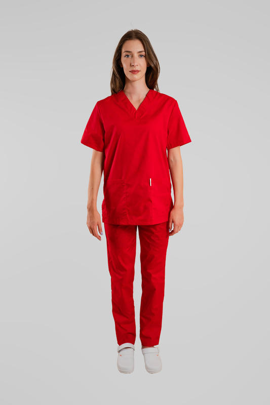 Bluza medicala rosie unisex poplin 115gr Albert