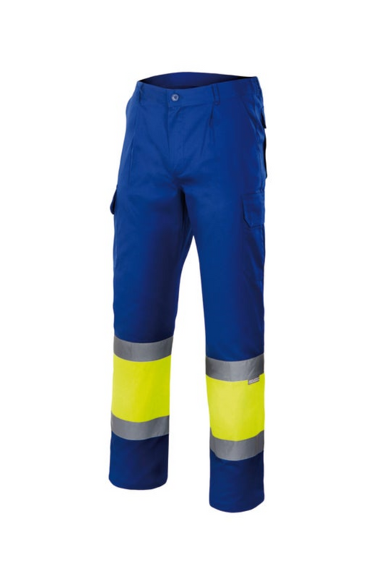 Pantaloni reflectorizanti captusiti tercot 200g albastru/galben V156