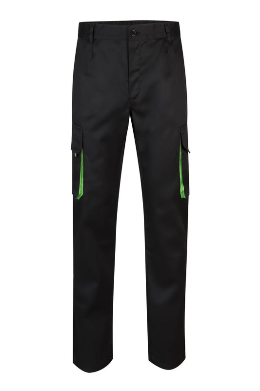 Pantaloni tercot 200g negru/verde lime V103004