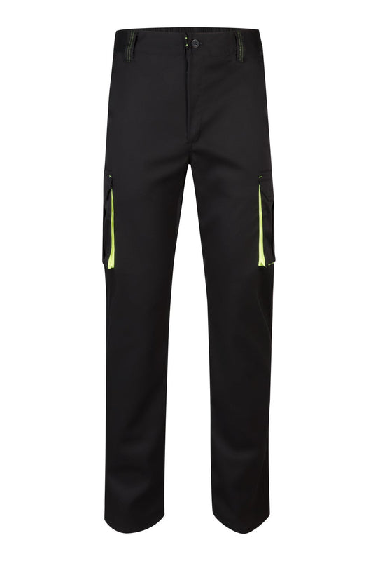 Pantaloni stretch 240g barbat Negru/Galben fluo V103008S