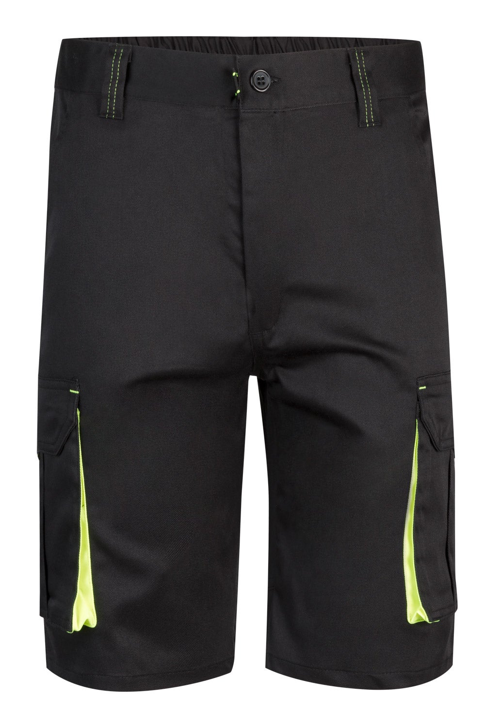 Pantaloni scurti stretch 240g Negru/Galben fluo V103010S