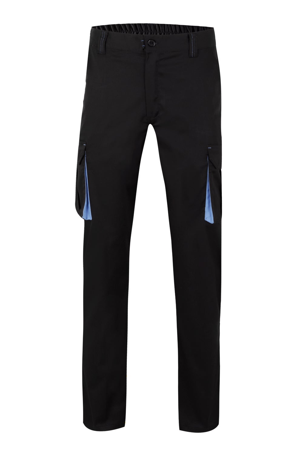 Pantaloni stretch 240g negru/albastru celest V103024S