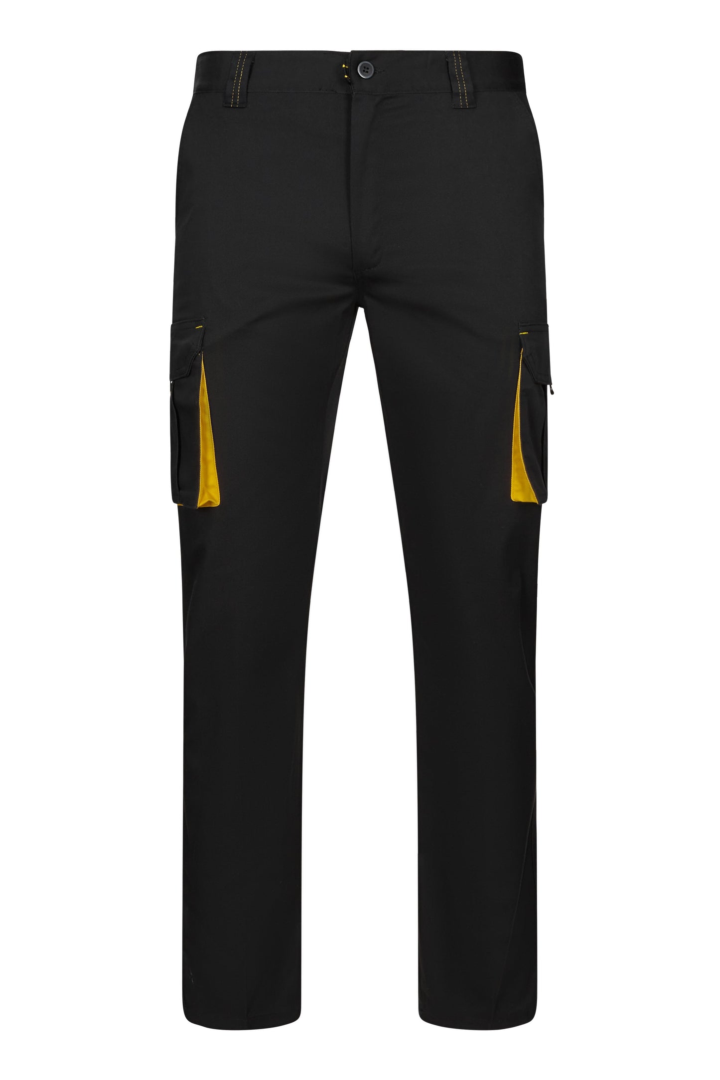Pantaloni stretch 240g negru/galben V103024S
