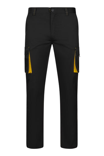 Pantaloni stretch 240g negru/galben V103024S