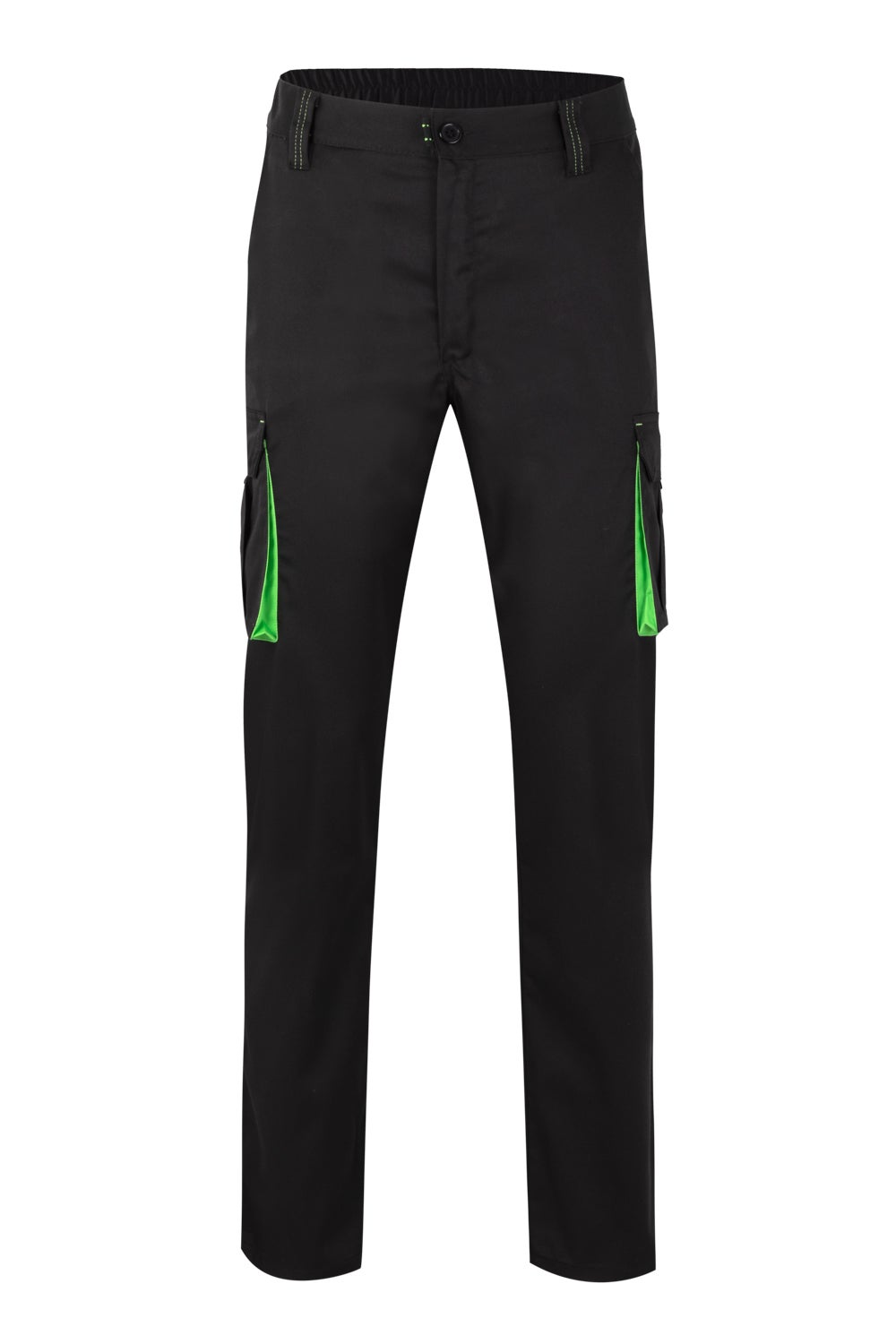 Pantaloni stretch 240g negru/verde lime V103024S