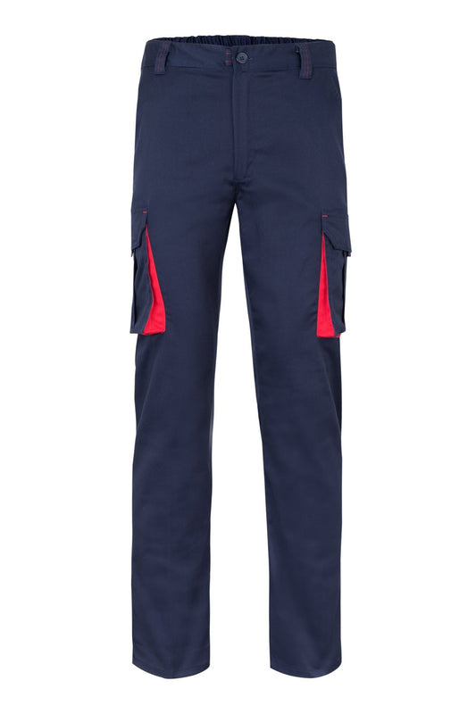 Pantaloni stretch 240g albastru marin/rosu V103024S