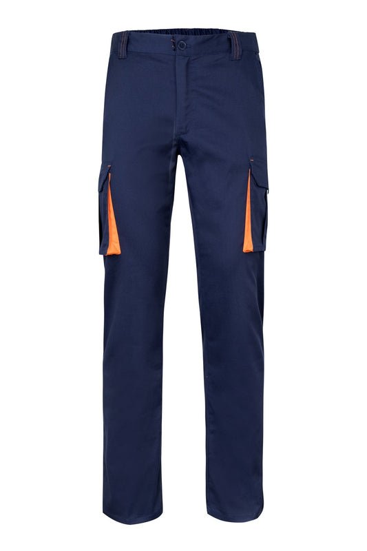 Pantaloni stretch 240g albastru marin/portocaliu V103024S