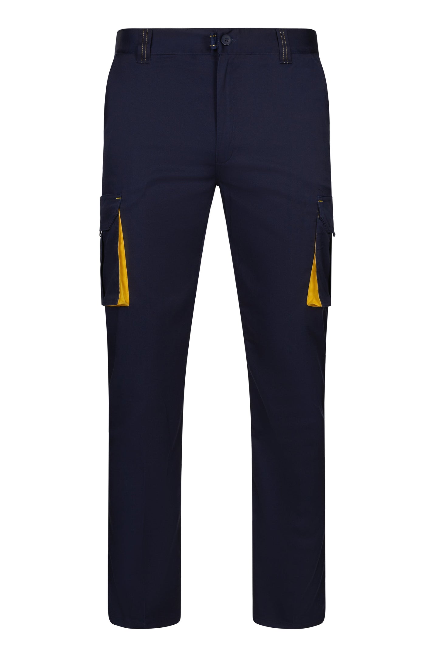 Pantaloni stretch 240g albastru marin/galben V103024S