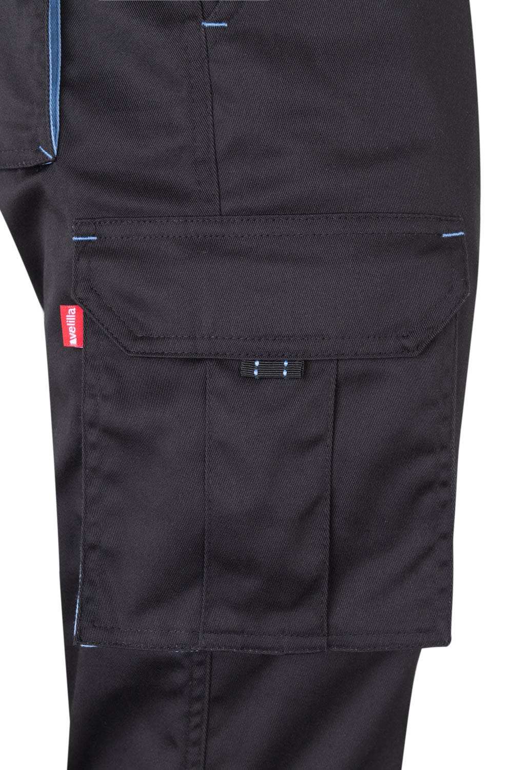 Pantaloni stretch 240g negru/albastru celest V103024S