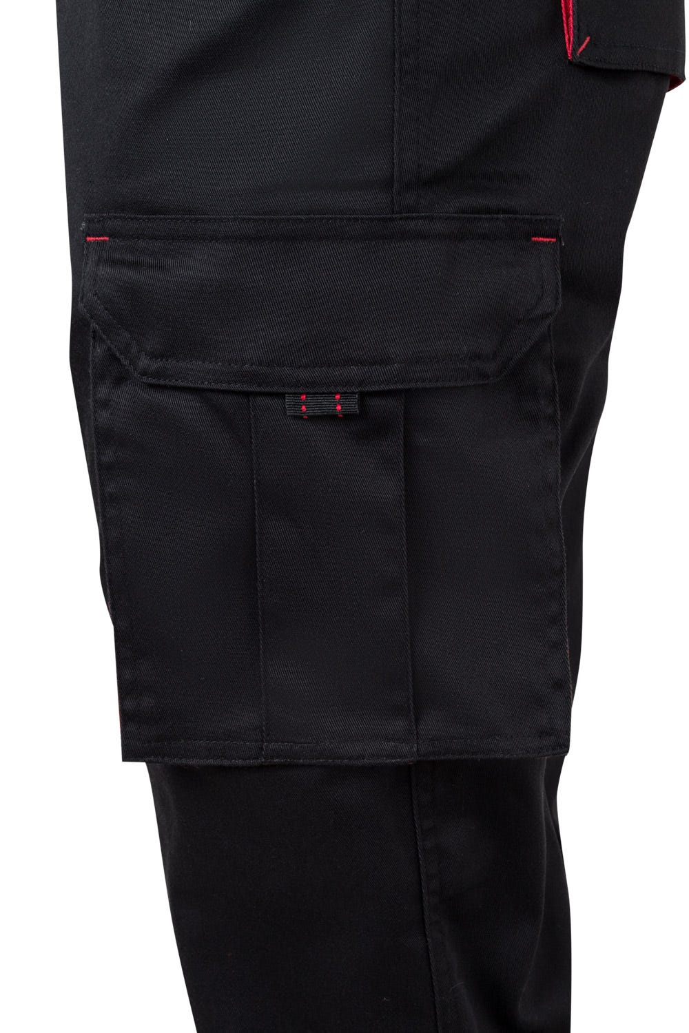 Pantaloni stretch 240g negru/rosu V103024S