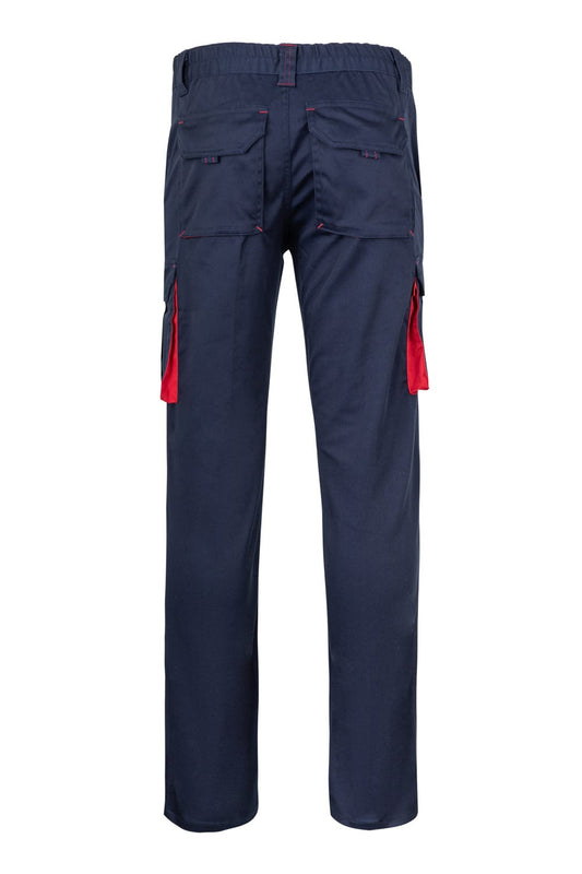 Pantaloni stretch 240g albastru marin/rosu V103024S