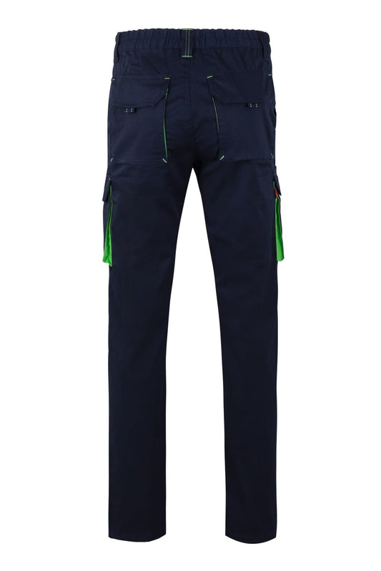 Pantaloni stretch 240g albastru marin/verde lime V103024S