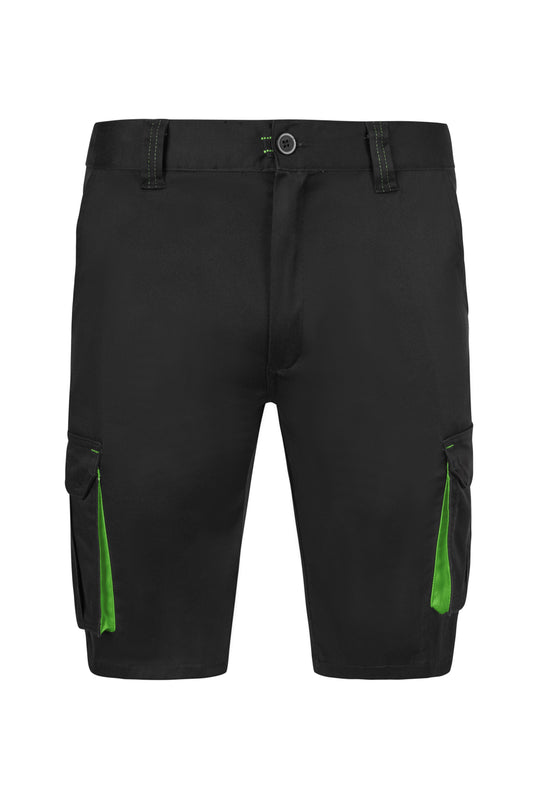Pantaloni scurti bicolori negru/verde lime V103034S