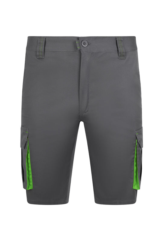 Pantaloni scurti bicolori gri/verde lime V103034S