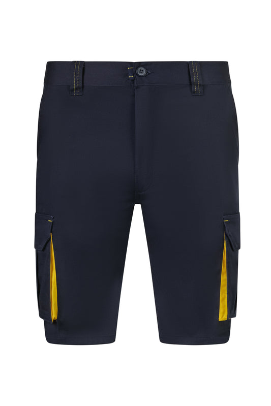 Pantaloni scurti bicolori albastru marin/galben V103034S