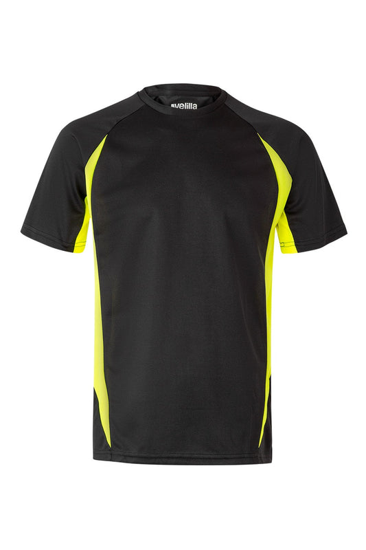 Tricou poliester 160g negru/galben fluo V105501