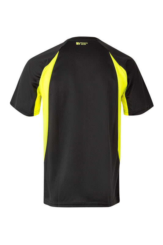 Tricou poliester 160g negru/galben fluo V105501