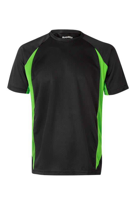 Tricou poliester 160g Negru/Verde lime V105501