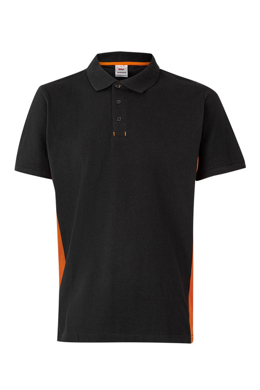 Tricou polo maneca scurta bumbac 180g negru/portocaliu V105504