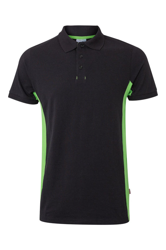 Tricou polo maneca scurta bumbac 180g Negru/Verde lime V105504