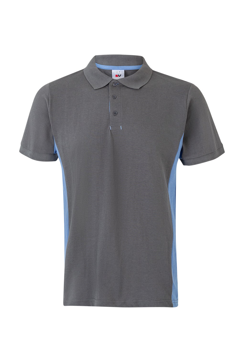 Tricou polo maneca scurta bumbac 180g gri/albastru celest V105504