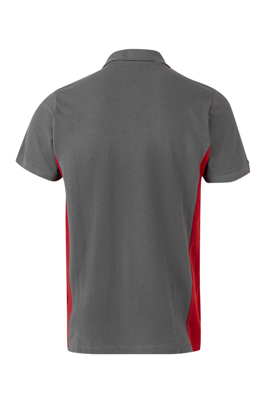 Tricou polo maneca scurta bumbac 180g gri/rosu V105504