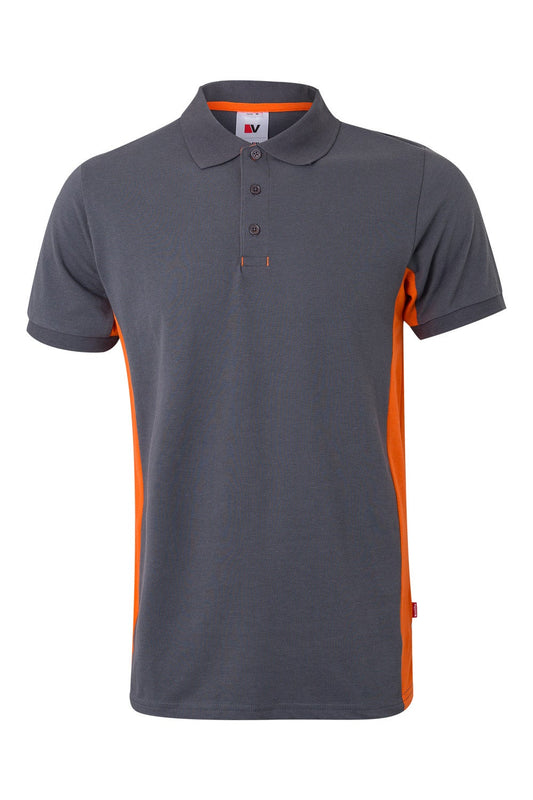 Tricou polo maneca scurta bumbac 180g gri/portocaliu V105504