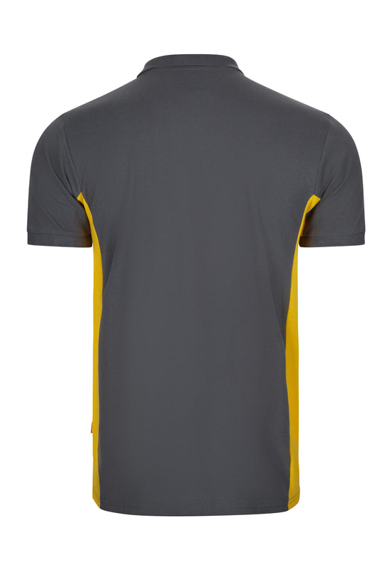 Tricou polo maneca scurta bumbac 180g gri/galben V105504