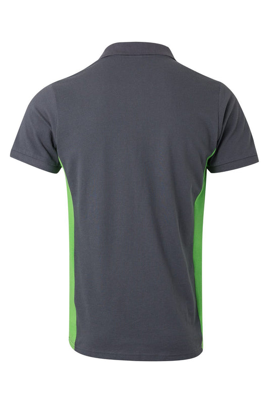 Tricou polo maneca scurta bumbac 180g gri/verde lime V105504