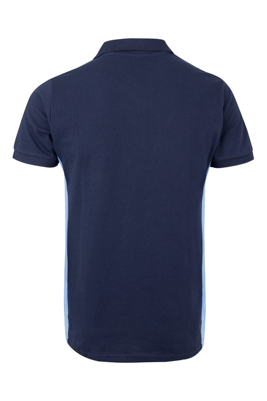 Tricou polo maneca scurta bumbac 180g albastru marin/albastru celest V105504