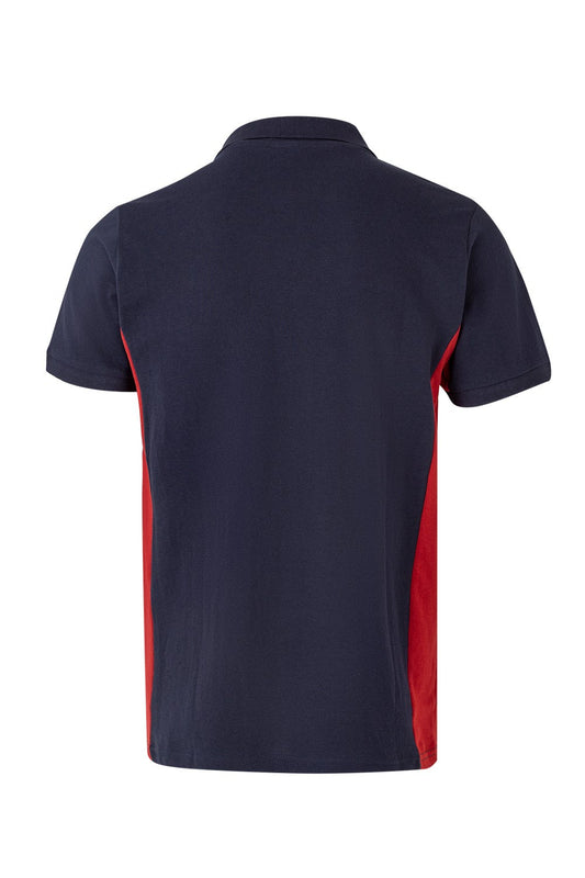 Tricou polo maneca scurta bumbac 180g albastru marin/rosu V105504