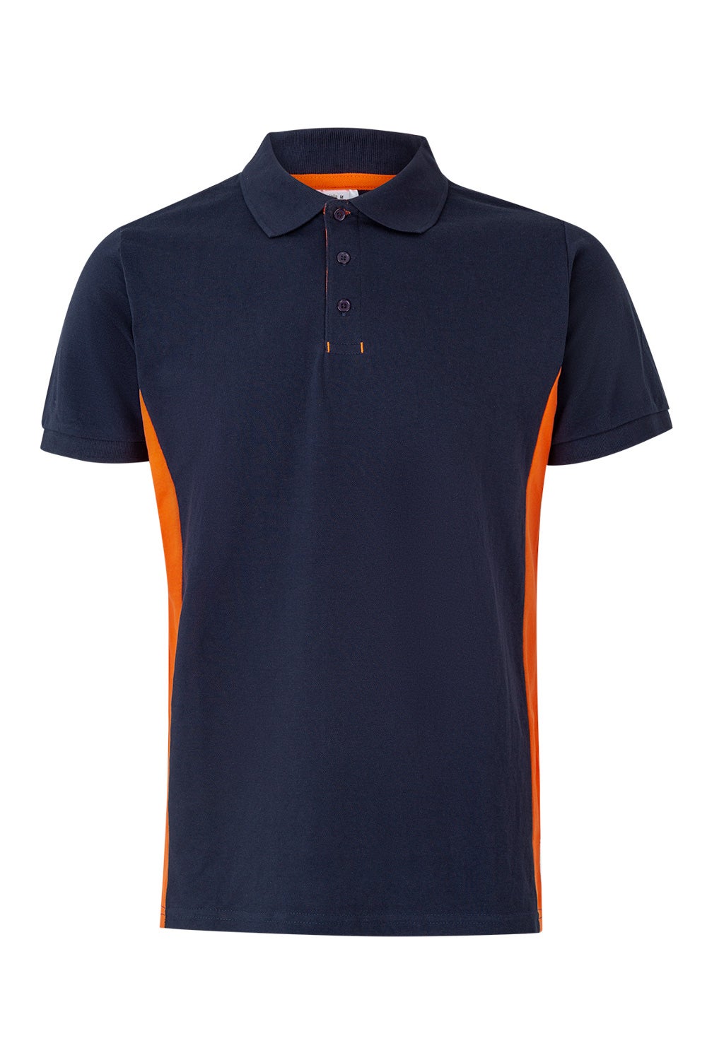 Tricou polo maneca scurta bumbac 180g albastru marin/portocaliu V105504