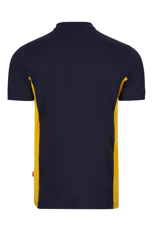 Tricou polo maneca scurta bumbac 180g albastru marin/galben V105504