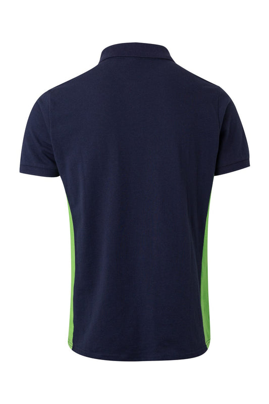 Tricou polo maneca scurta bumbac 180g albastru marin/verde lime V105504