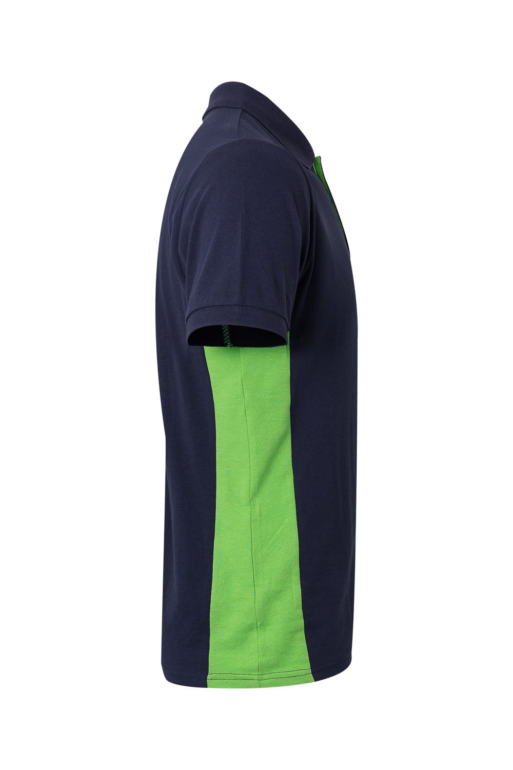 Tricou polo maneca scurta bumbac 180g albastru marin/verde lime V105504