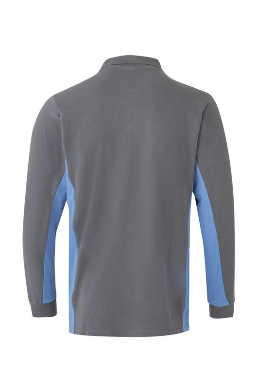 Tricou polo maneca lunga bumbac 180g gri/albastru celest V105514