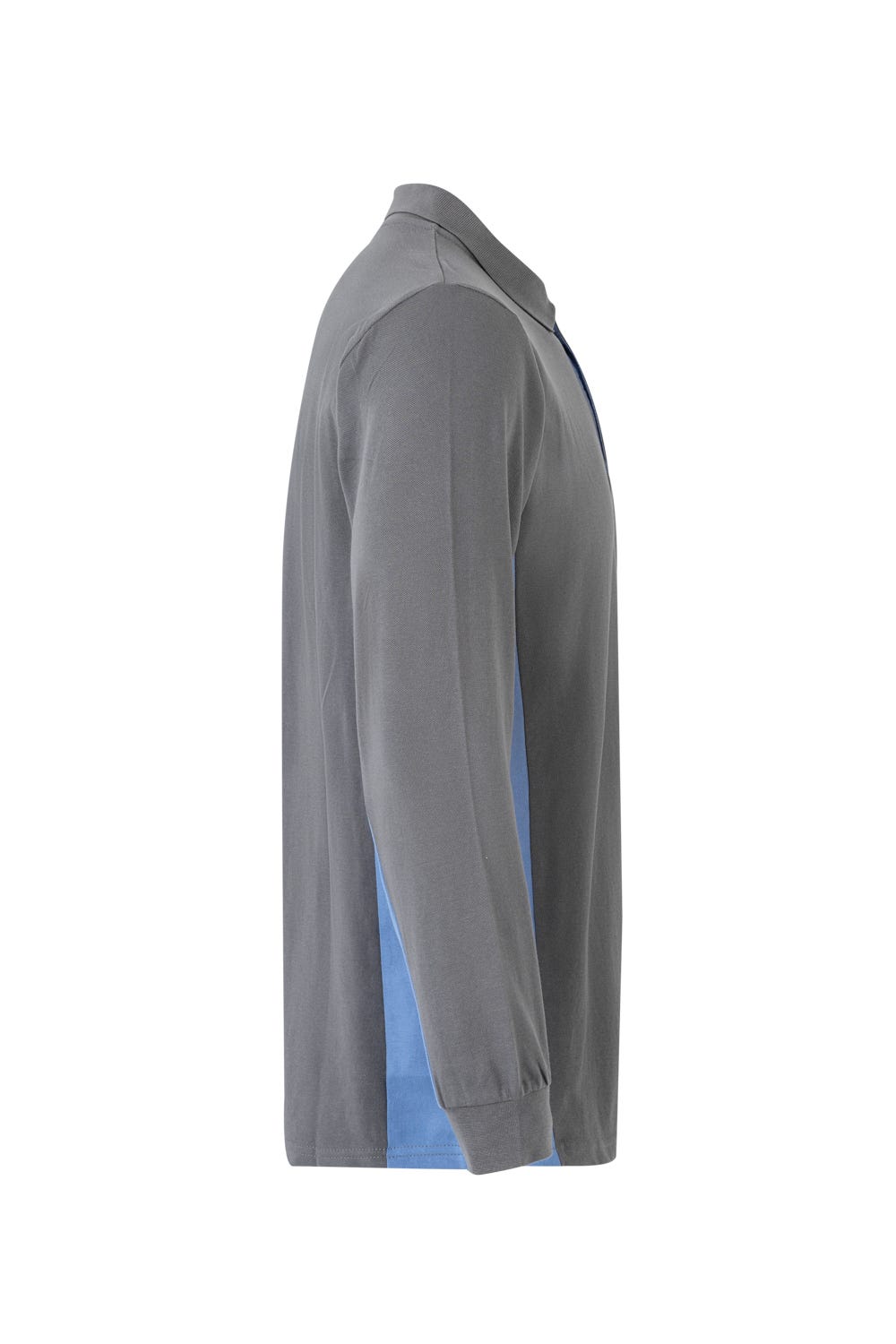Tricou polo maneca lunga bumbac 180g gri/albastru celest V105514