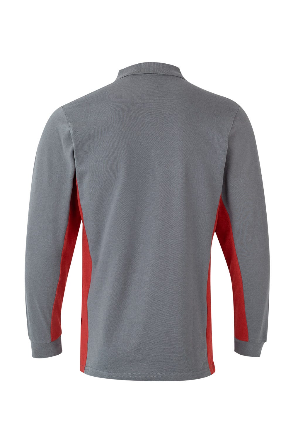 Tricou polo maneca lunga bumbac 180g gri/rosu V105514
