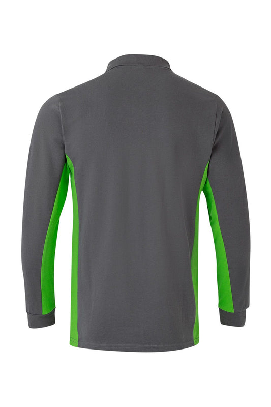 Tricou polo maneca lunga bumbac 180g gri/verde lime V105514