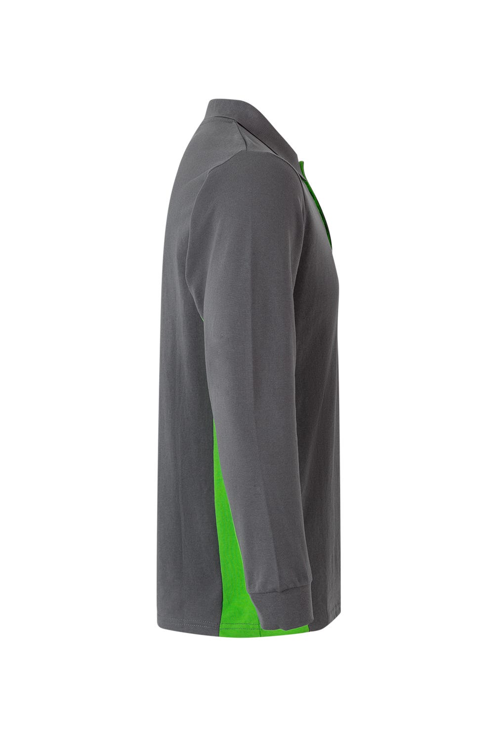 Tricou polo maneca lunga bumbac 180g gri/verde lime V105514