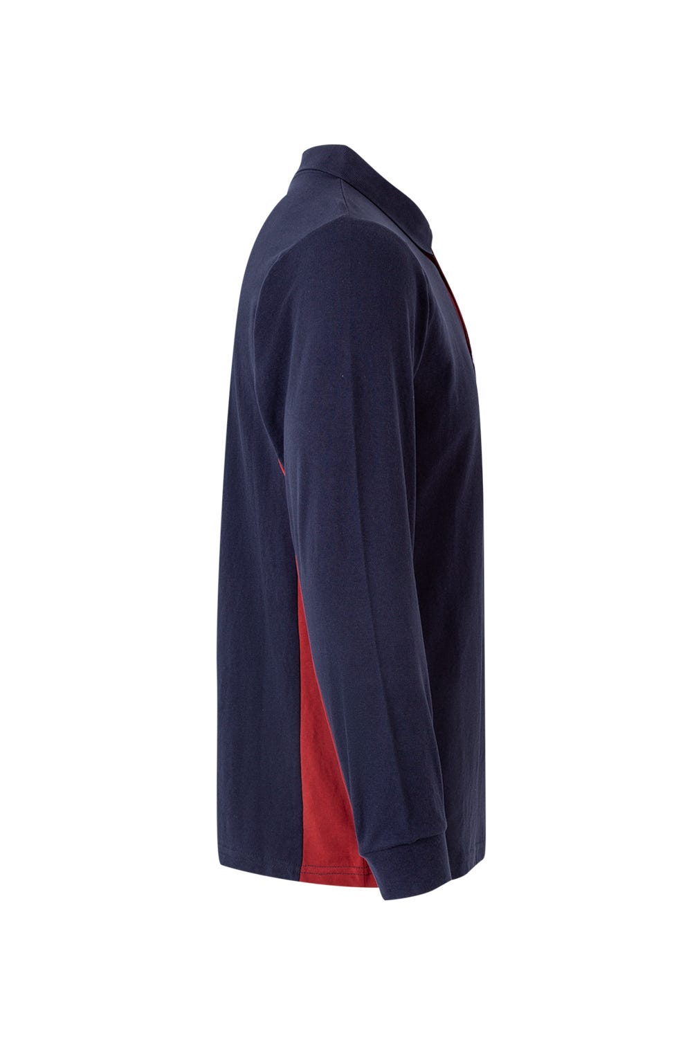 Tricou polo maneca lunga bumbac 180g albastru marin/rosu V105514