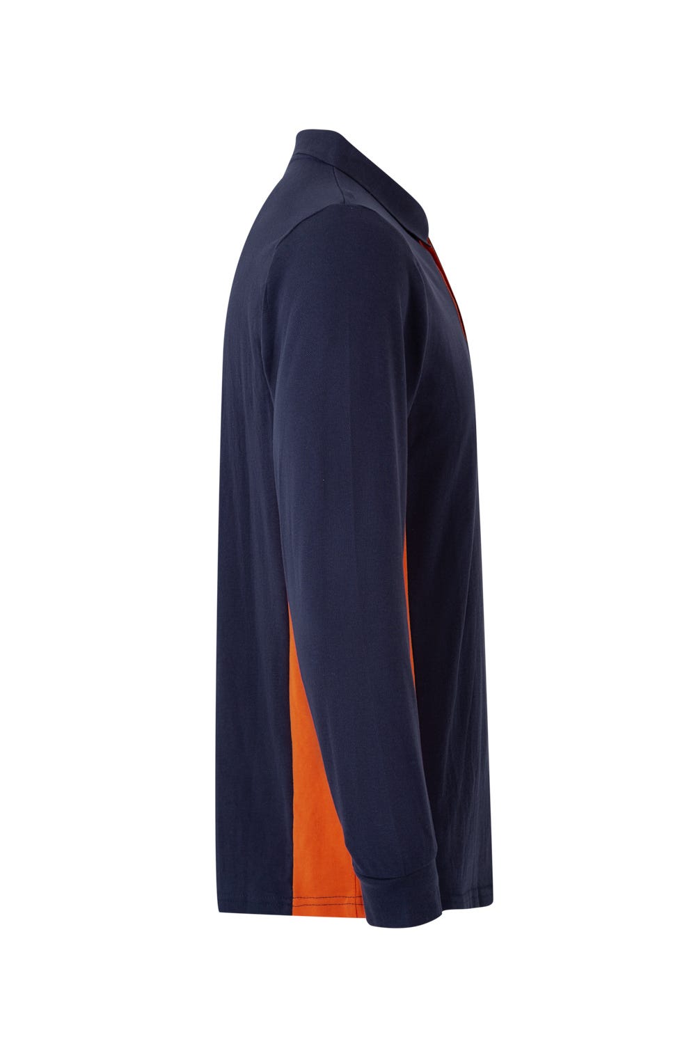 Tricou polo maneca lunga bumbac 180g albastru marin/portocaliu V105514
