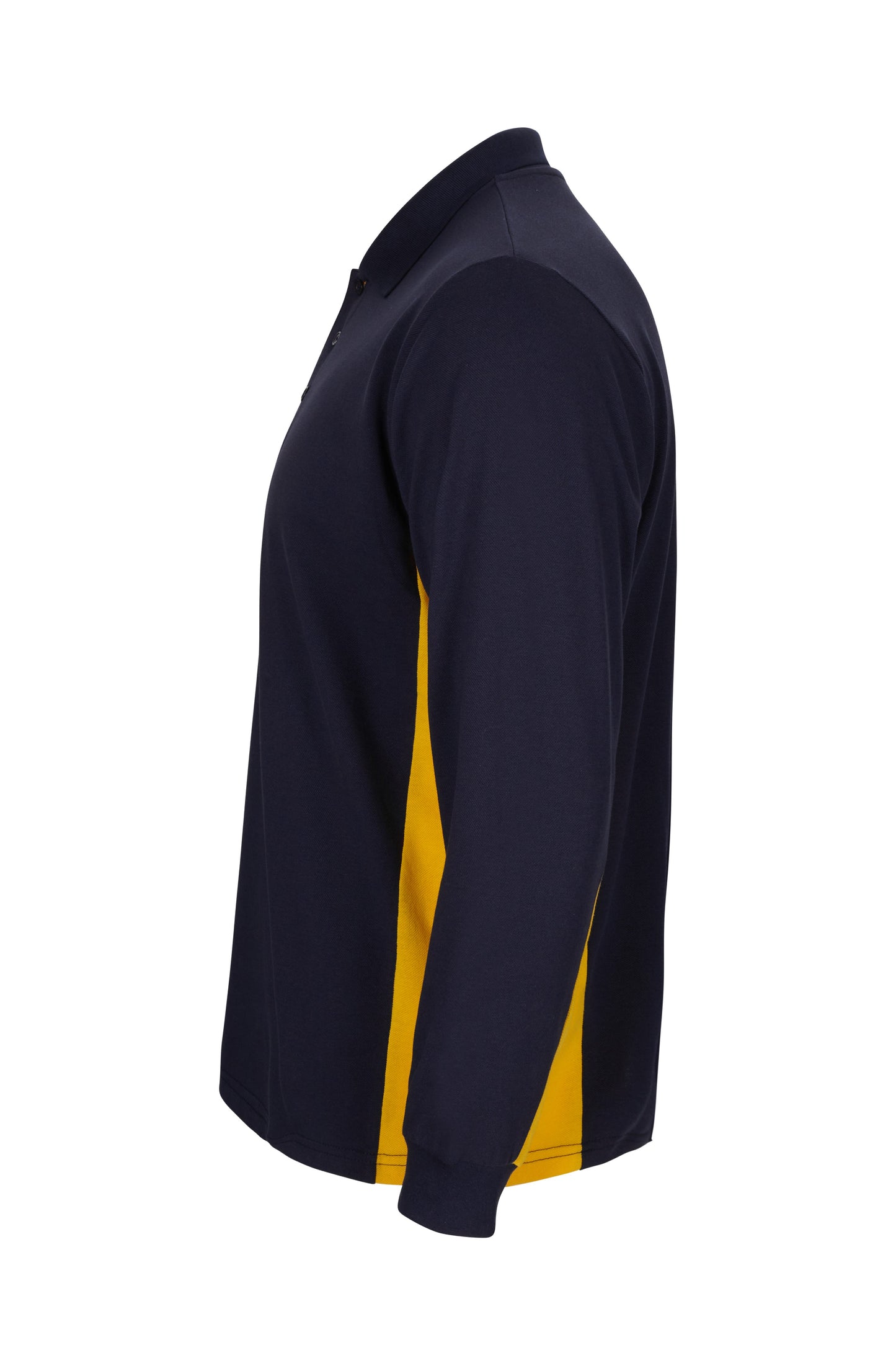 Tricou polo maneca lunga bumbac 180g albastru marin/galben V105514