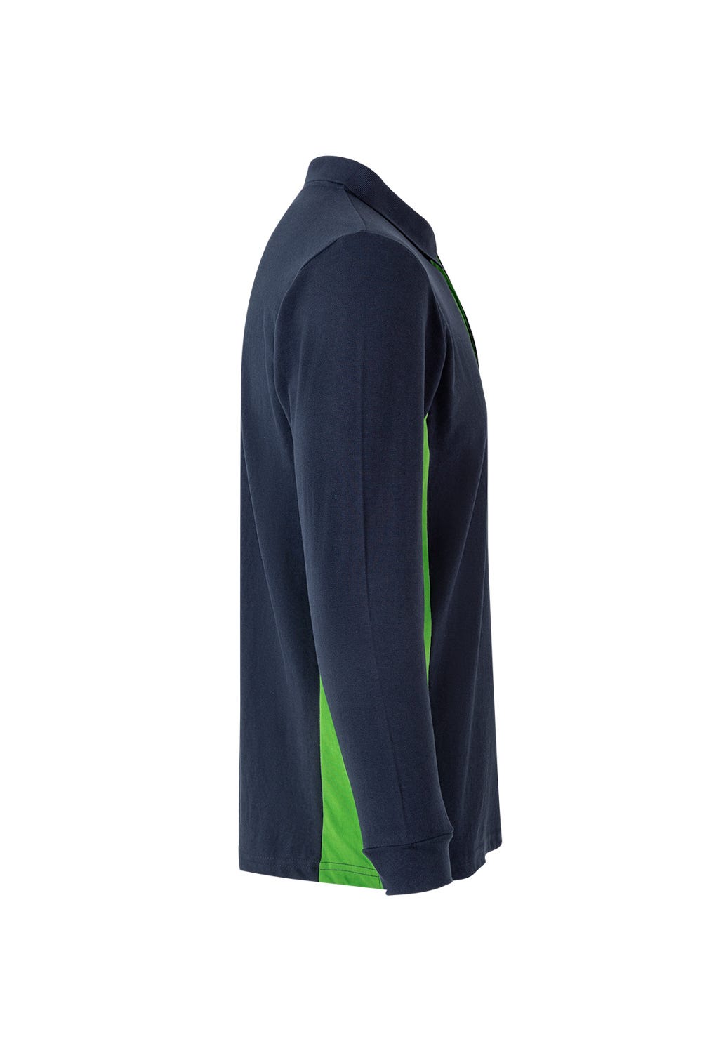 Tricou polo maneca lunga bumbac 180g albastru marin/verde lime V105514